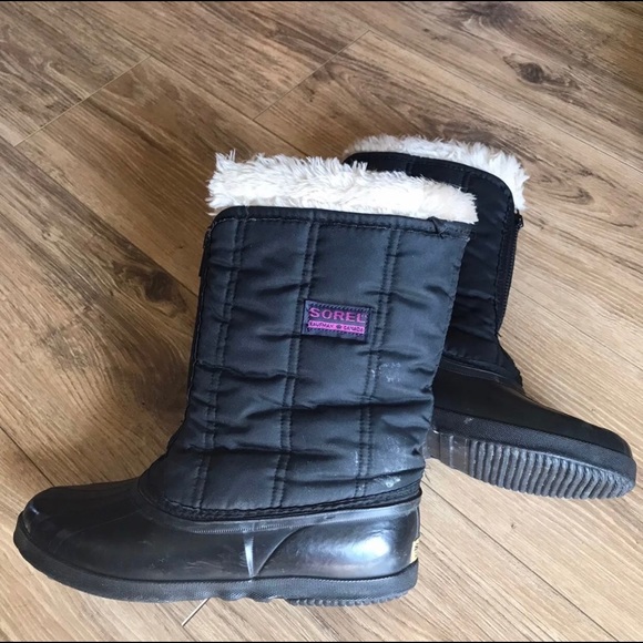 Sorel Shoes - Sorel Black Winter Rubber Boots Zips Lined Women 8 Canada Flaw see photos